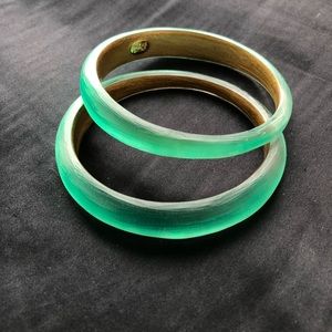 Two Alexis Bittar tapered bangle hand painted